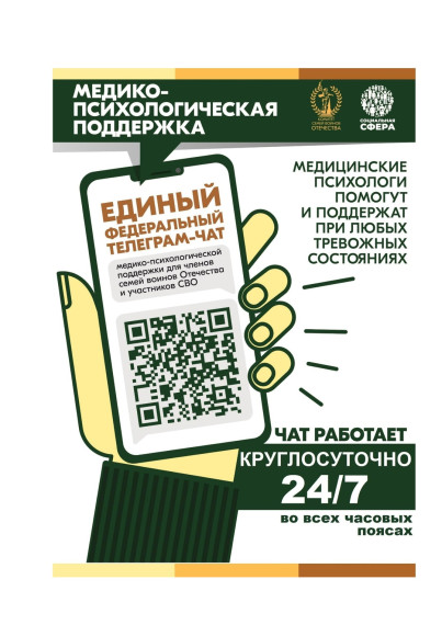 С 01 апреля 2025 года единый федеральный чат Комитета семей воинов Отечества медико-психологической поддержки семей и участников СВО переходит на круглосуточный режим работы.. С 01 апреля 2025 года единый федеральный чат Комитета семей воинов Отечества медико-психологической поддержки семей и участников СВО переходит на круглосуточный режим работы..
